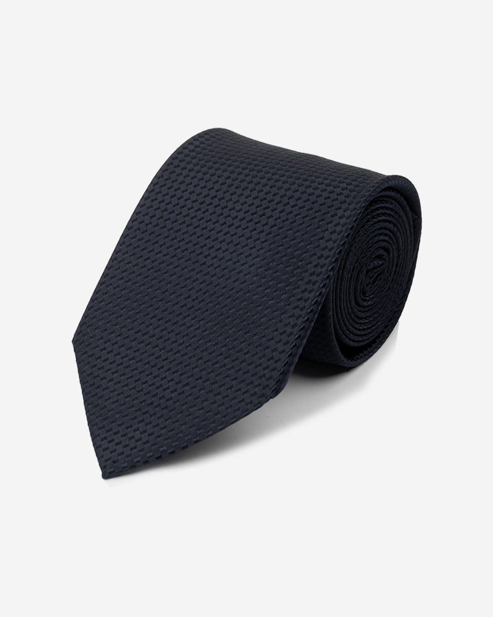 Corbata Color Azul con Diseño de Micro Rombos a Tono