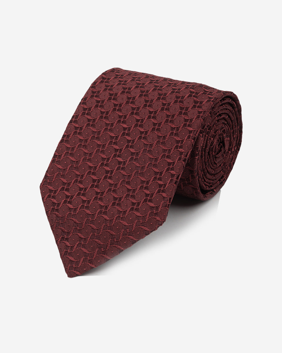 Corbata Granate con Diseño Geométrico Texturizado