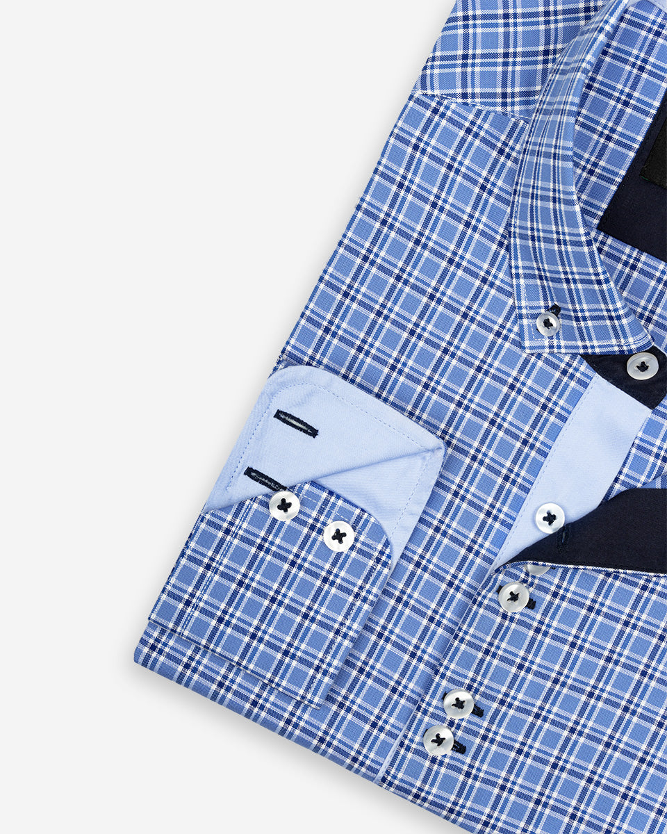 Camisa para Hombre de Algodón Pima Azulino a Cuadros | Colección inspirada en Arezzo