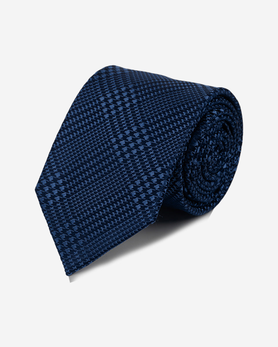 Corbata Color Azul con Patrón Geométrico