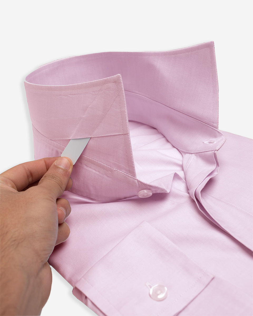 Twill Dress Shirt - Italian Collar with Double-Use Cuffs - Pink
