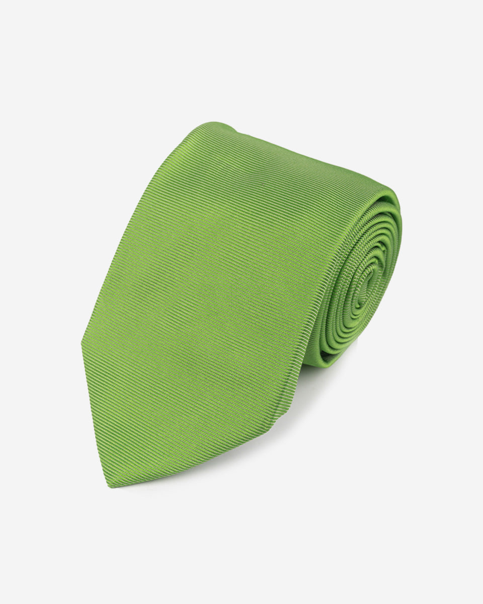 Corbata Color Verde Limón con Finas Líneas