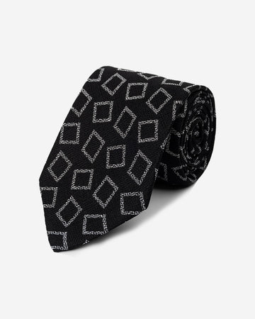 Corbata Color Negro con Diseño de Cuadros