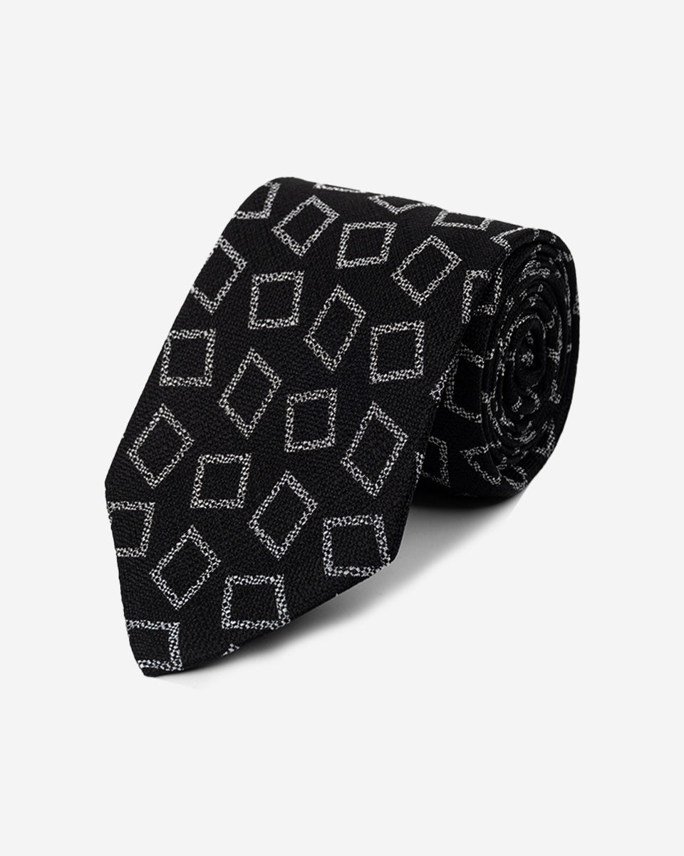 Corbata Color Negro con Diseño de Cuadros