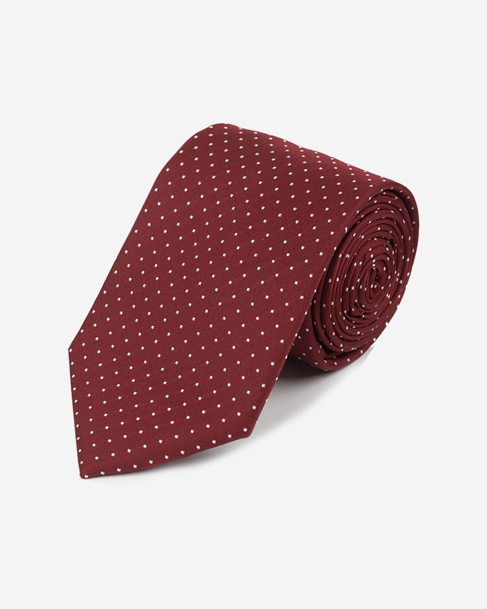 Corbata Color Granate con Puntos Blancos