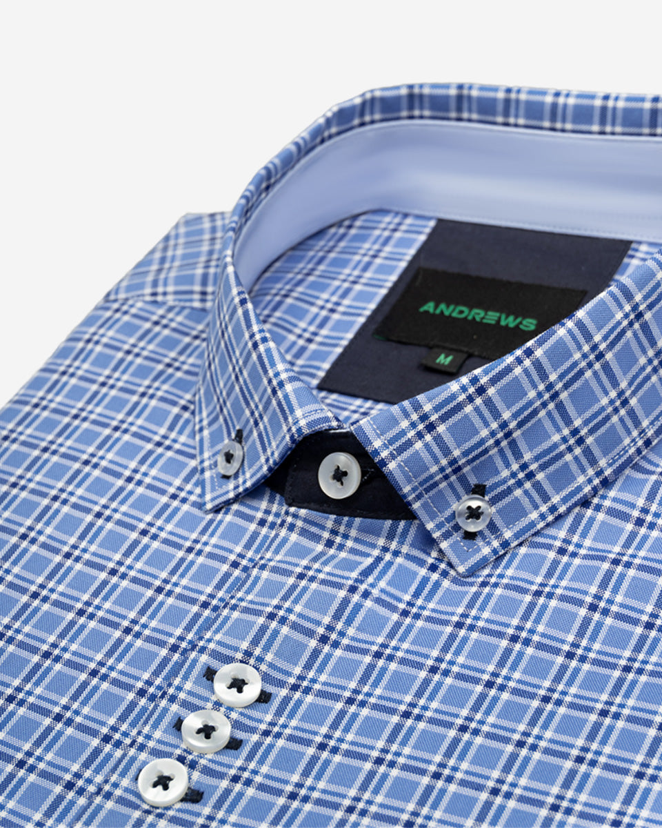 Camisa para Hombre de Algodón Pima Azulino a Cuadros | Colección inspirada en Arezzo