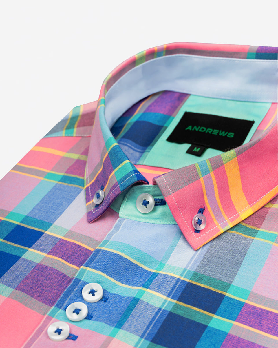 Camisa para Hombre de Algodón Pima Rosado a Cuadros | Colección inspirada en Arezzo