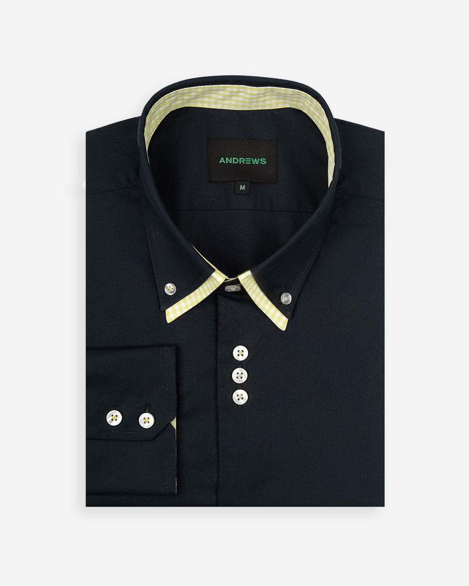 Camisa para Hombre Azul Milano con Doble Cuello