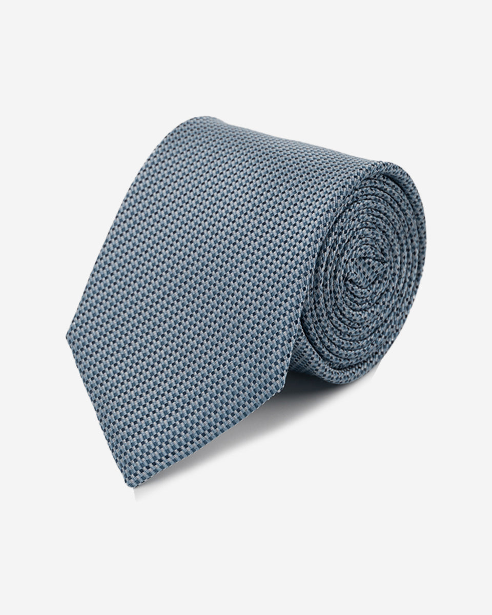 Corbata Color Azul Acero con Micro Cuadros
