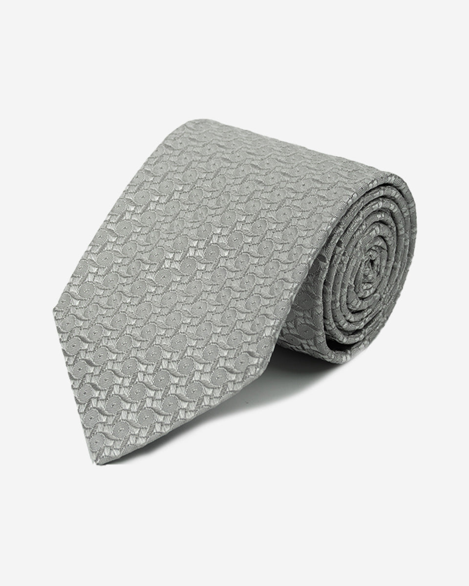 Corbata Gris con Diseño Geométrico Texturizado