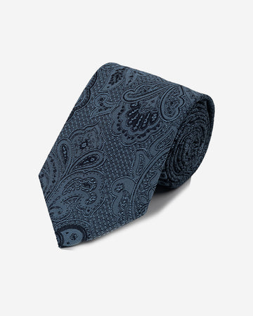 Corbata Color Azul con Diseño Paisley a Tono