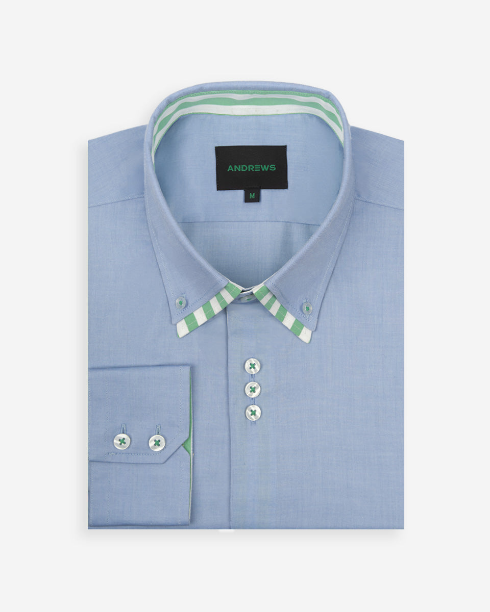 Camisa para Hombre Celeste Milano con Doble Cuello