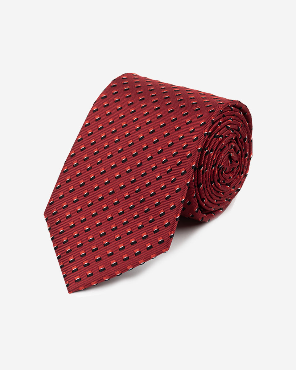 Corbata Color Rojo con Diseño Geométrico
