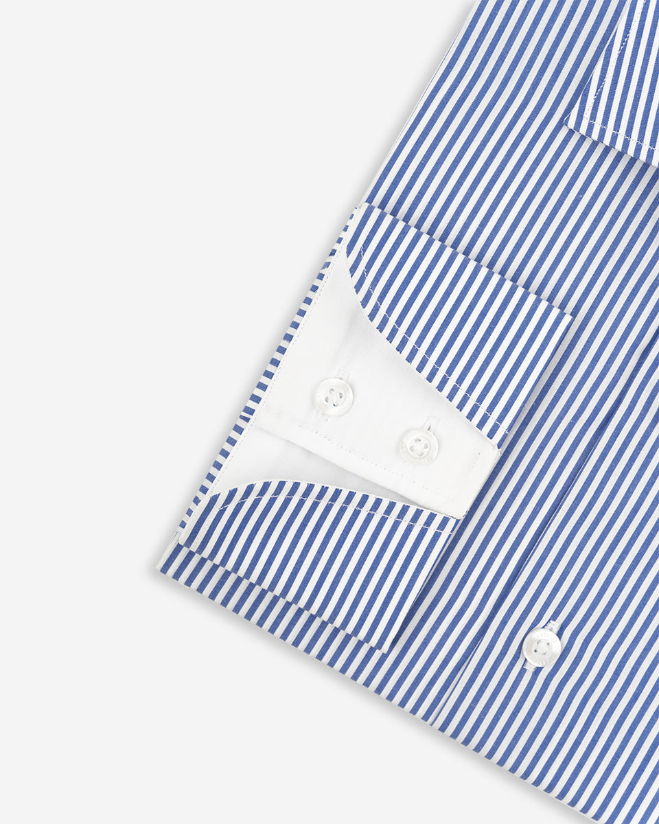Camisa de Vestir para Hombre Azulino a Rayas con Puño Especial