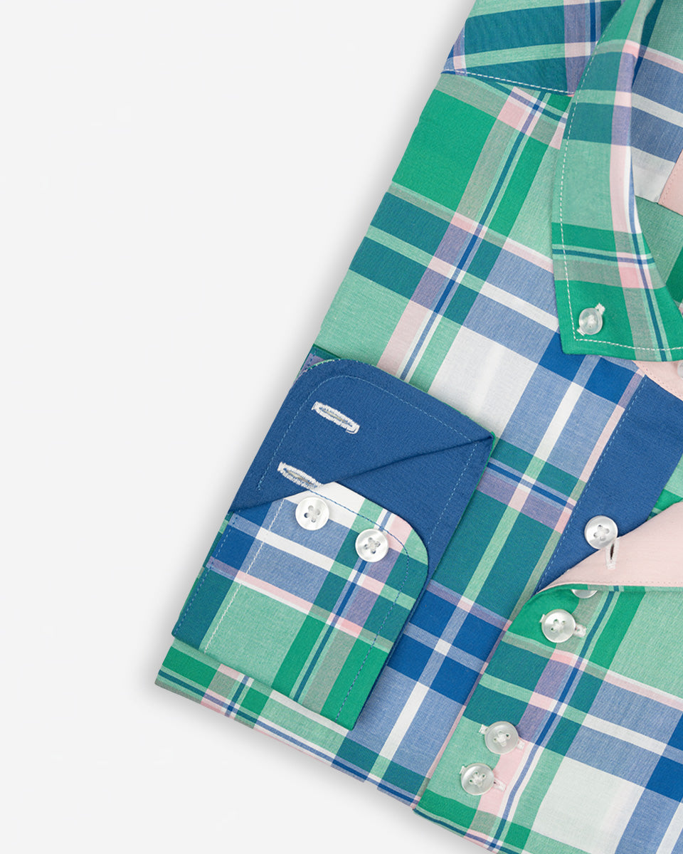 Camisa para Hombre de Algodón Pima Verde a Cuadros | Colección inspirada en Arezzo