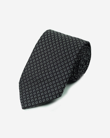Corbata Color Gris Oscuro con Diseño de Cuadros