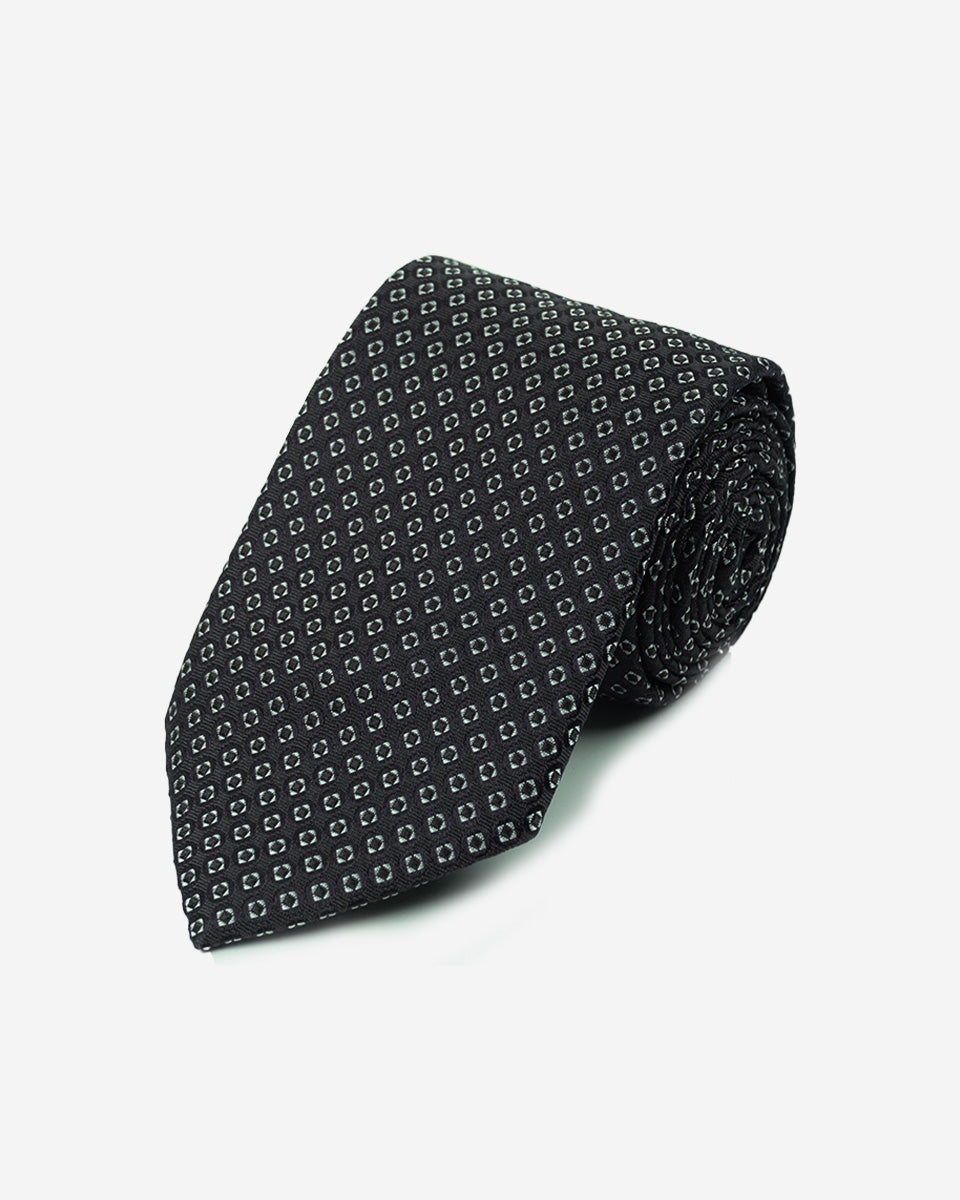 Corbata Color Gris Oscuro con Diseño de Cuadros