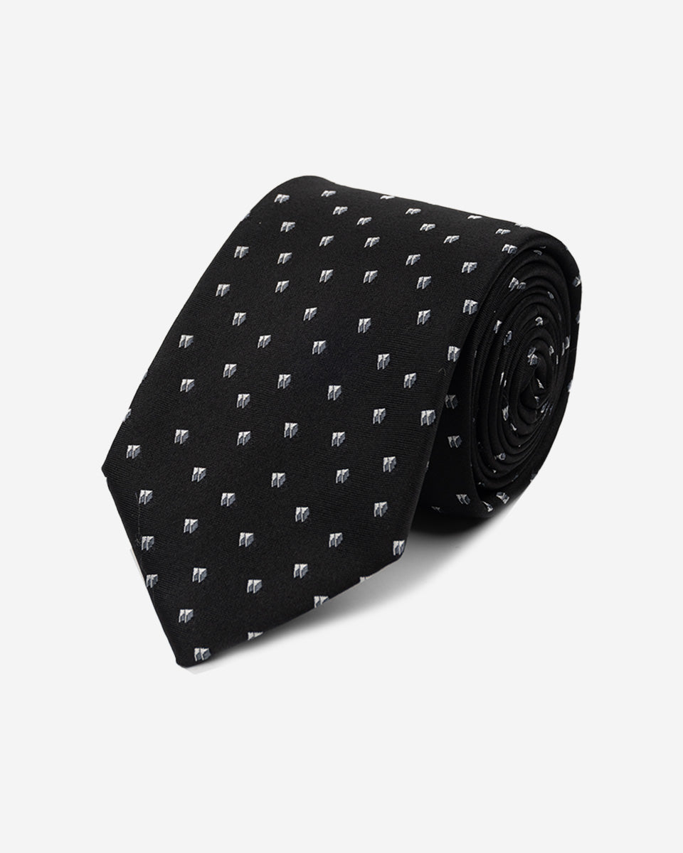 Corbata Color Negro con Diseño Gris