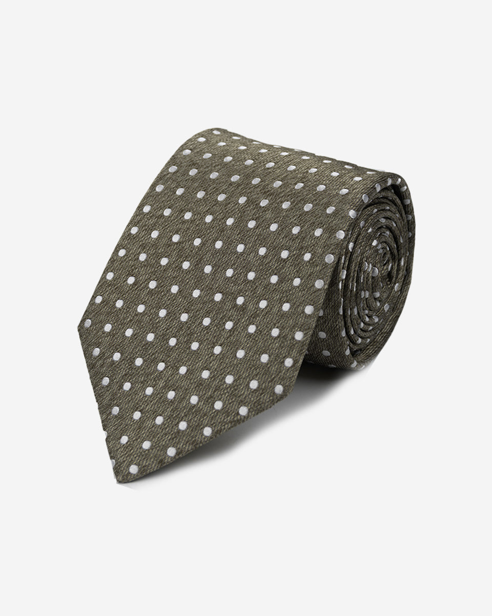 Corbata Color Beige con Diseño de Puntos