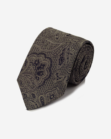Corbata Color Marrón con Diseño Paisley Azul