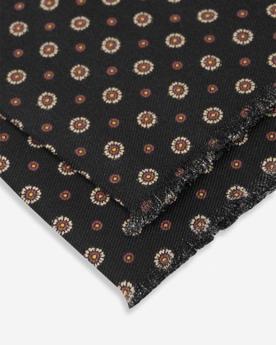 Bufanda - Foulard Negro con Diseño Amarillo