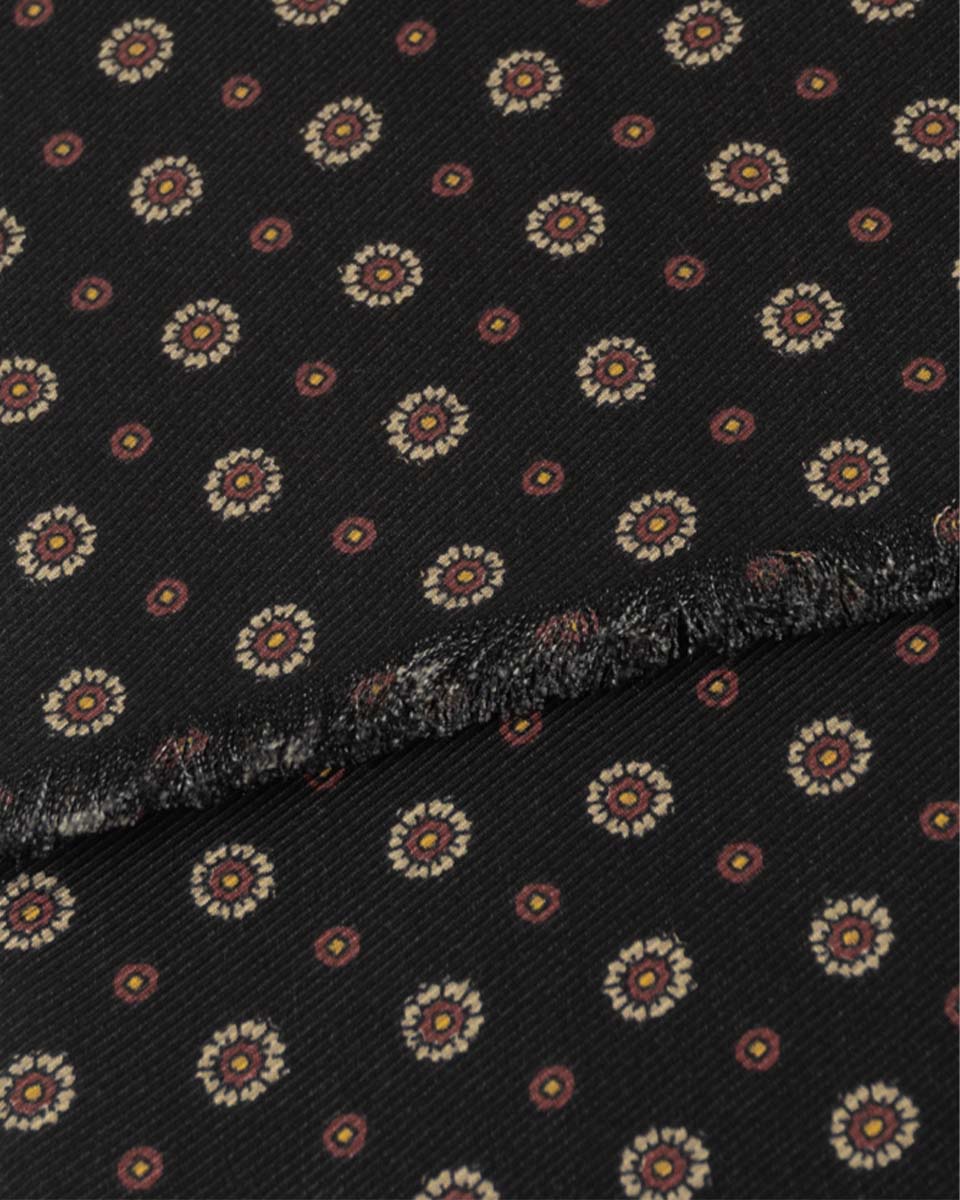 Bufanda - Foulard Negro con Diseño Amarillo