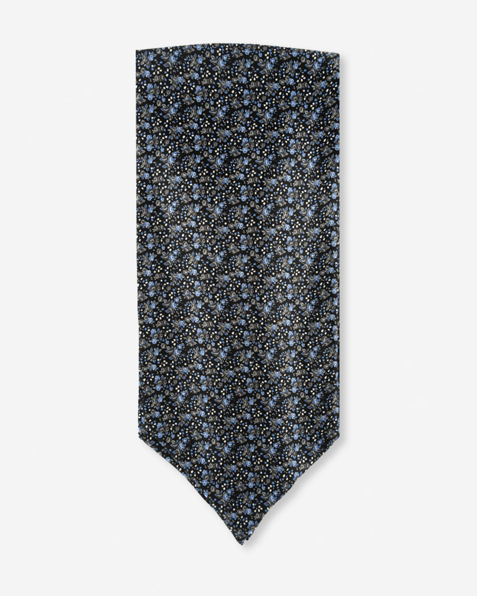 Corbatón - Ascot Negro con Diseño Celeste