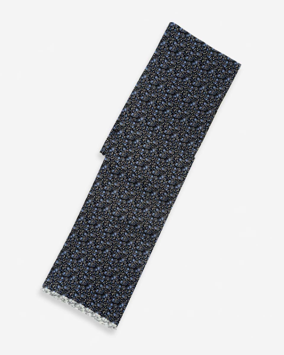 Bufanda - Foulard Negro con Diseño Celeste