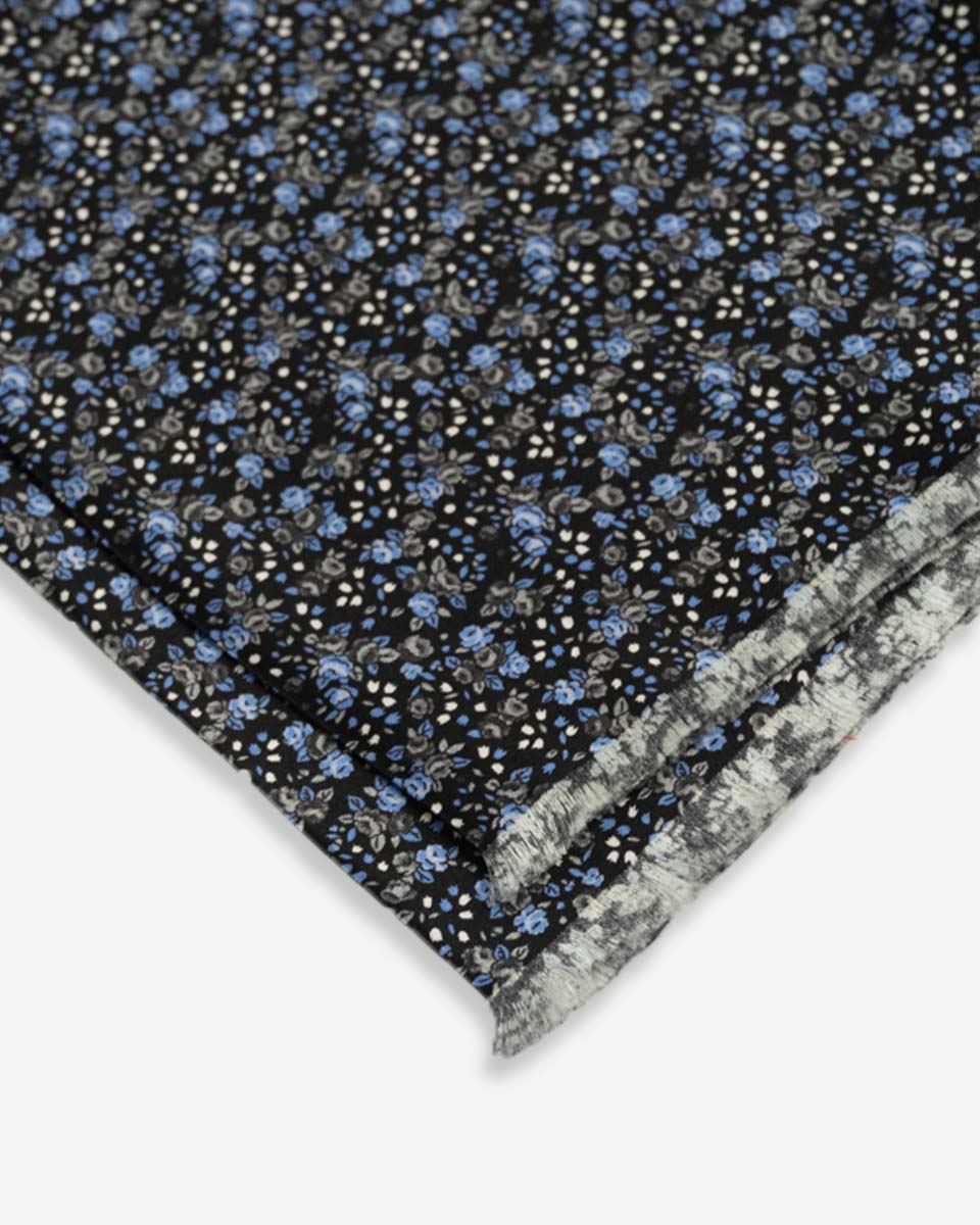 Bufanda - Foulard Negro con Diseño Celeste