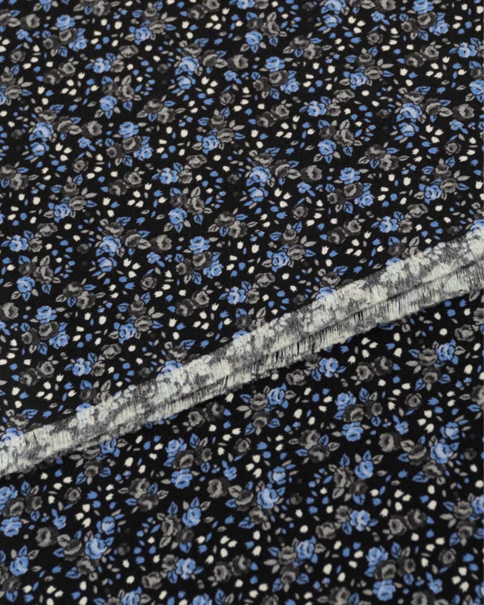 Bufanda - Foulard Negro con Diseño Celeste