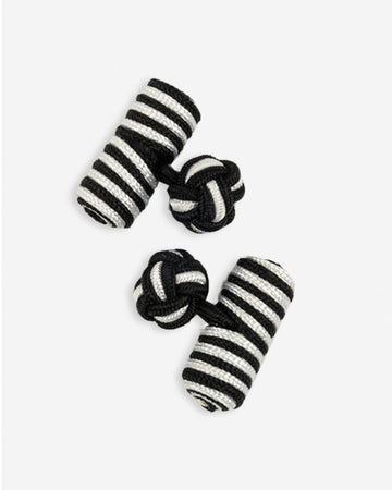 Gemelos de Seda en Forma de Barril- Negro Con Blanco