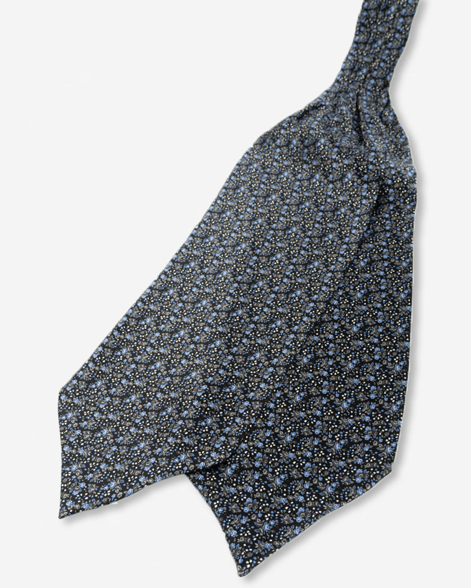 Corbatón - Ascot Negro con Diseño Celeste
