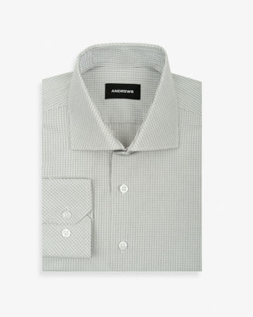 Camisa de Vestir Hombre - Negra con Cuadros Puño Simple