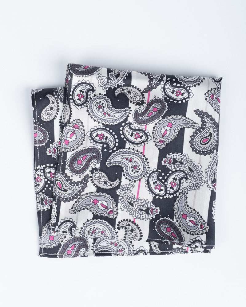 Silk Scarf - Gray with Design