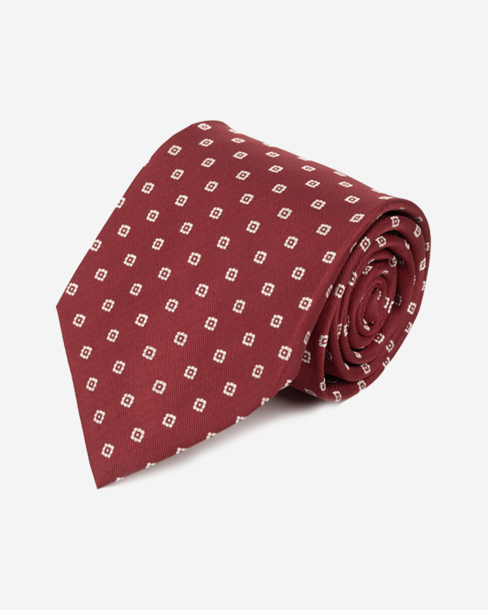 Corbata Roja con Cuadros Blancos