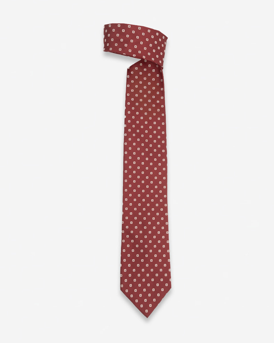 Corbata Roja con Cuadros Blancos