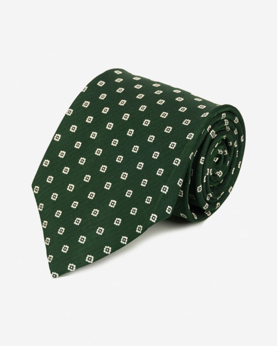 Corbata Verde con Cuadros Blancos