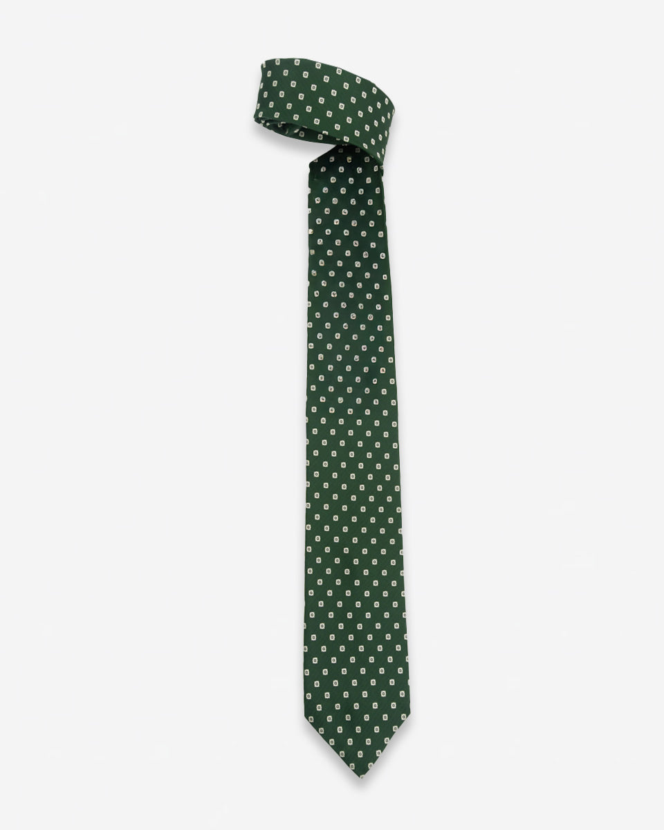 Corbata Verde con Cuadros Blancos