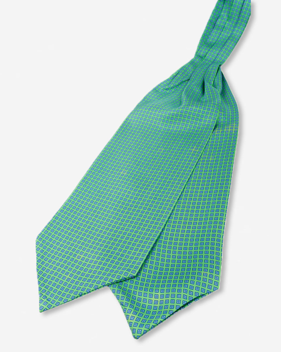 Corbatón - Ascot Verde Claro con Diseño Azulino