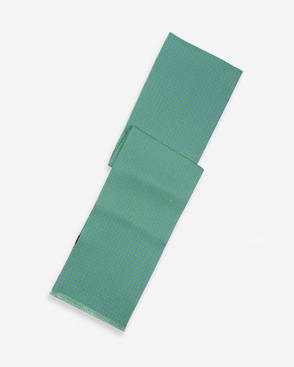 Bufanda - Foulard Verde Claro con Diseño Azulino
