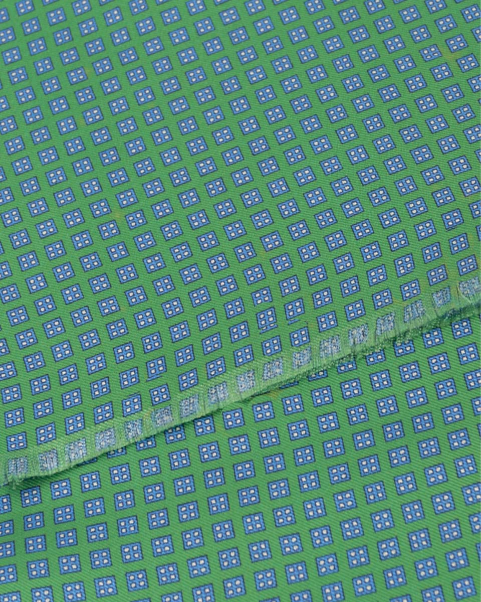 Bufanda - Foulard Verde Claro con Diseño Azulino