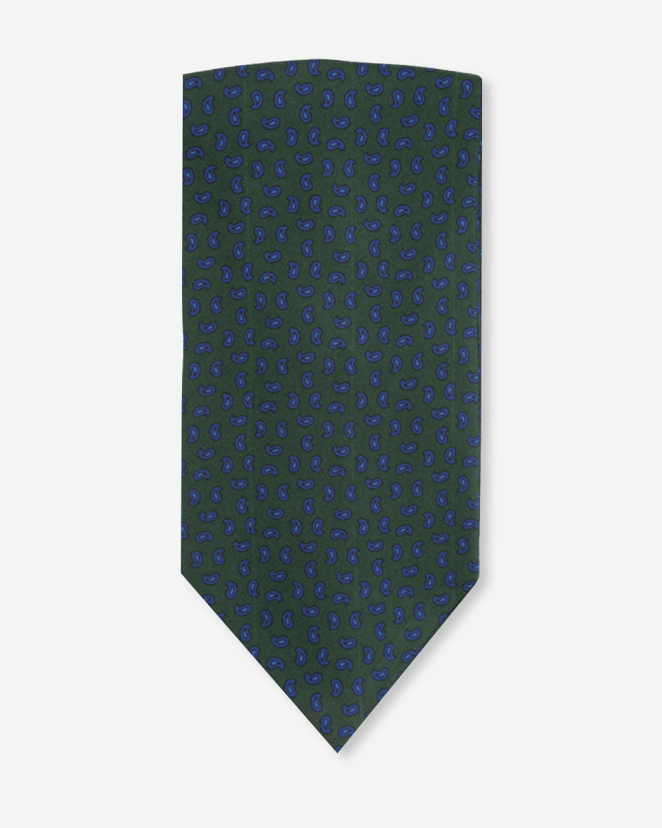Corbatón - Ascot Verde con Diseño Azulino