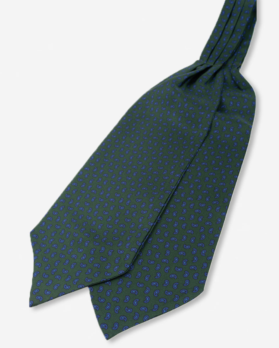 Corbatón - Ascot Verde con Diseño Azulino