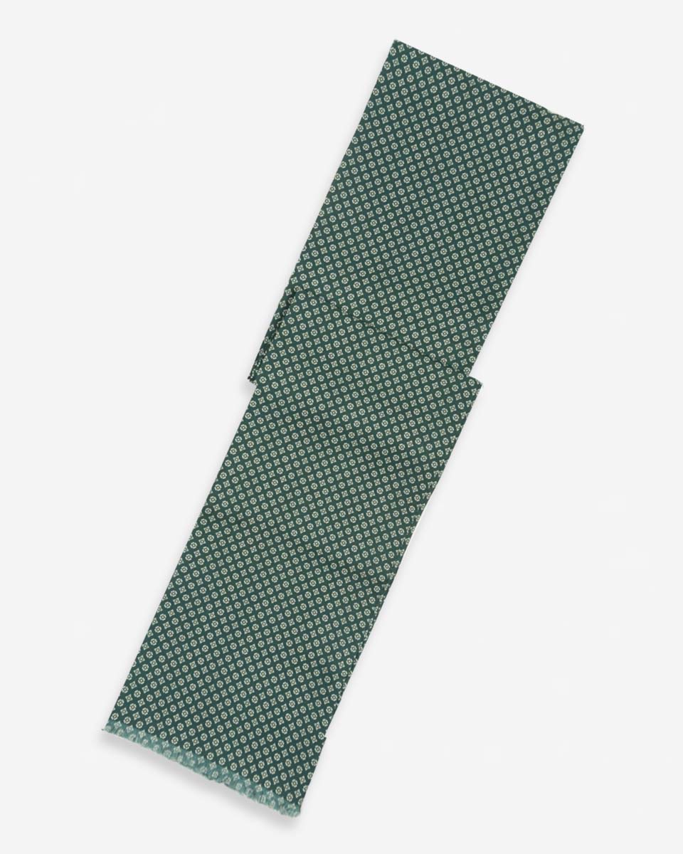 Bufanda - Foulard Verde con Diseño Beige