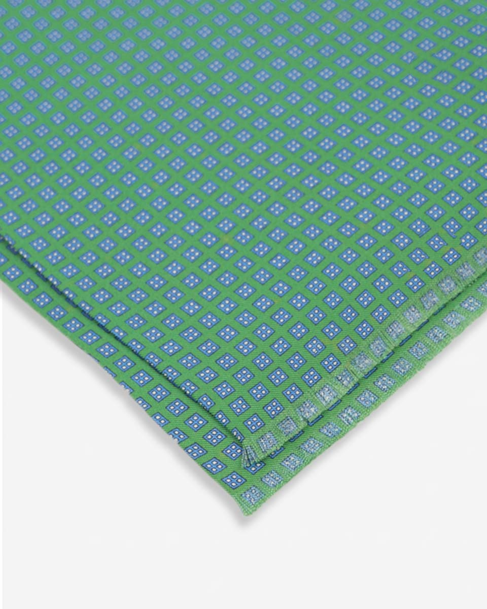Bufanda - Foulard Verde Claro con Diseño Azulino