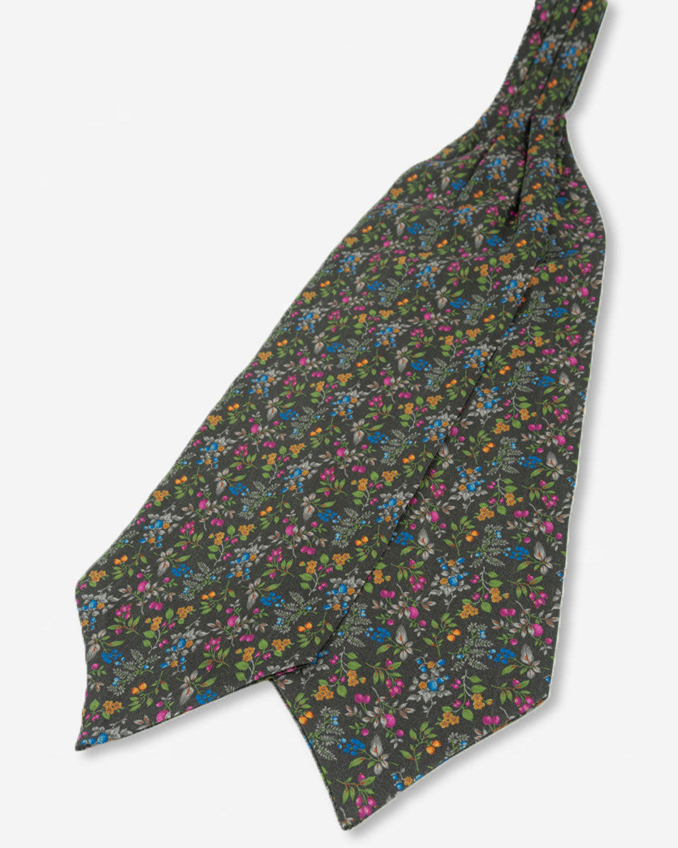 Corbatón - Ascot Verde Oscuro con Diseño Fucsia