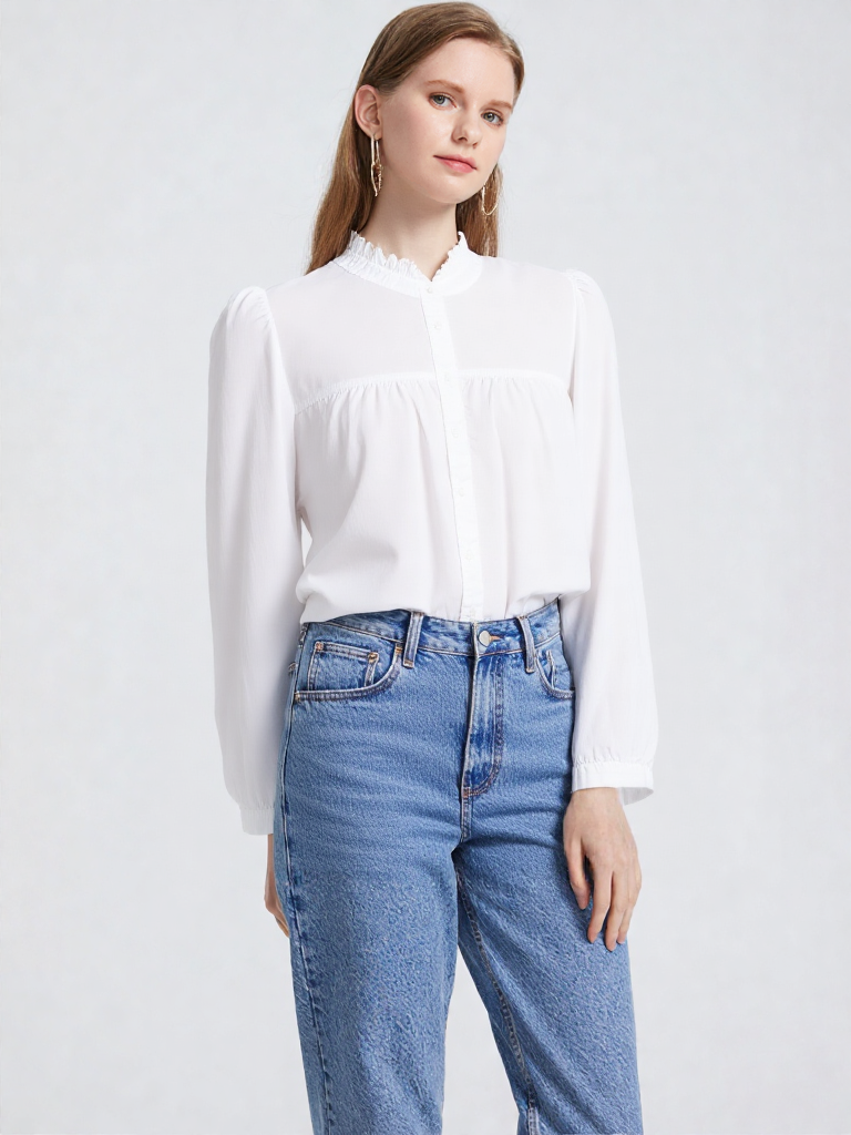Dobby Dress Shirt - Italian Collar, Double Cuff, Regular Use, Blue
