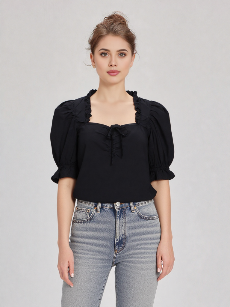 blusas mujer Tania con cuello cuadrado