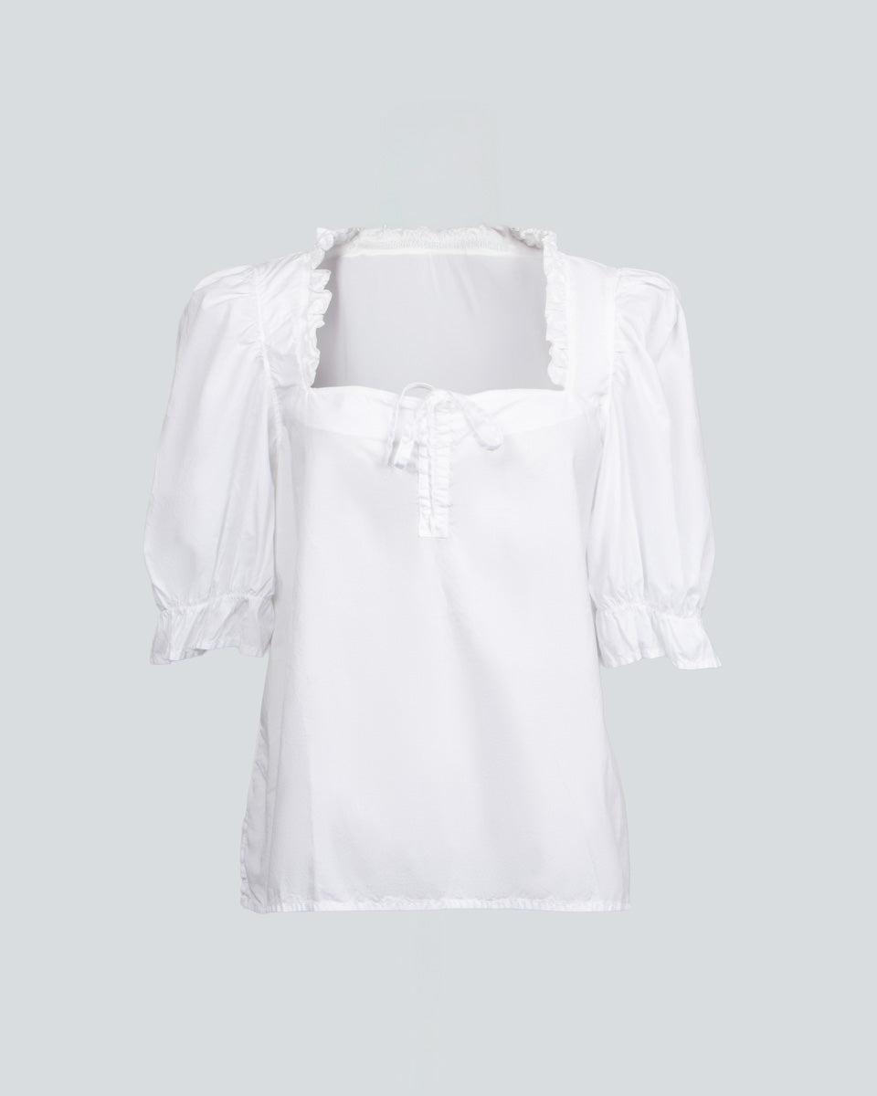 blusas mujer tania con cuello cuadrado blanco