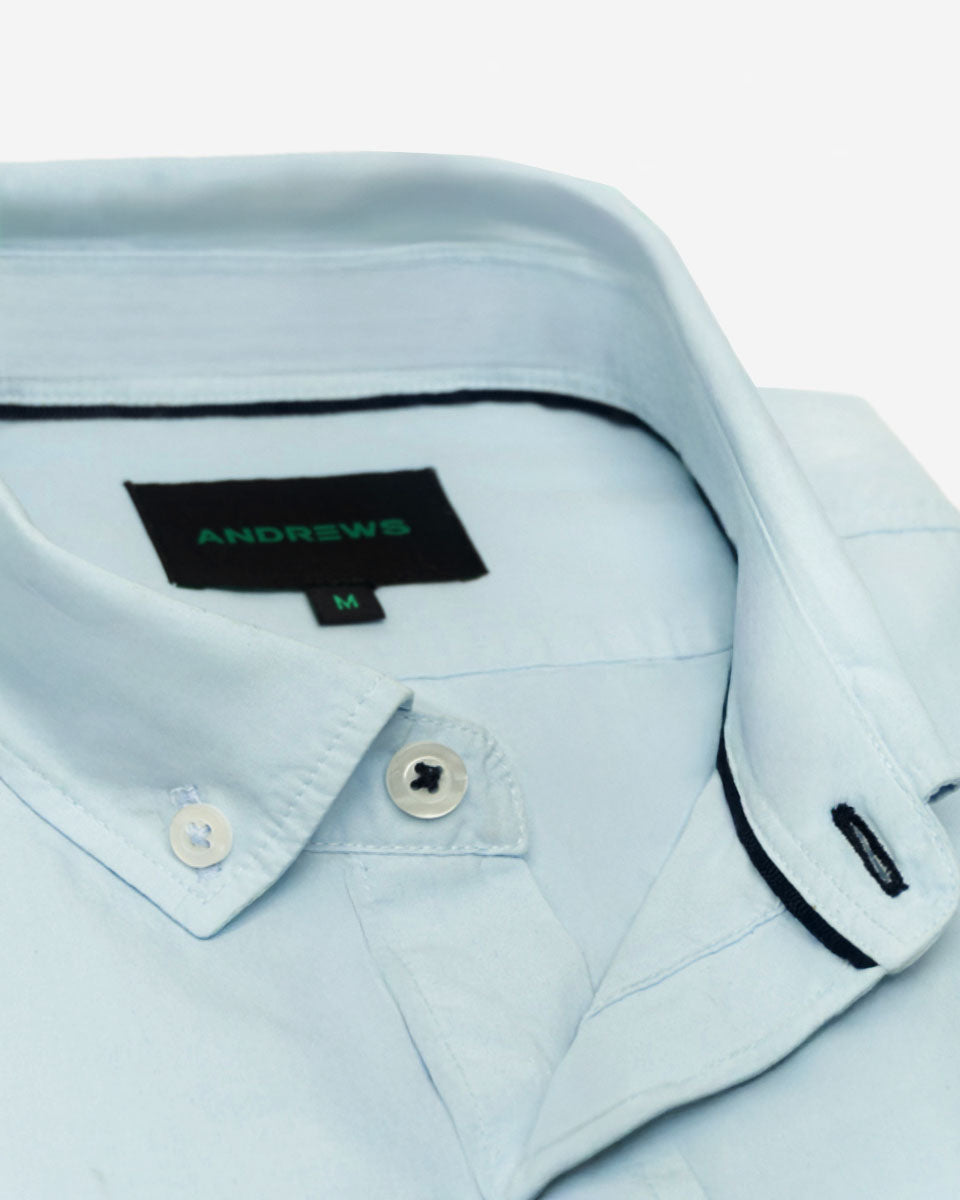 Camisa Casual Manga Corta - Celeste